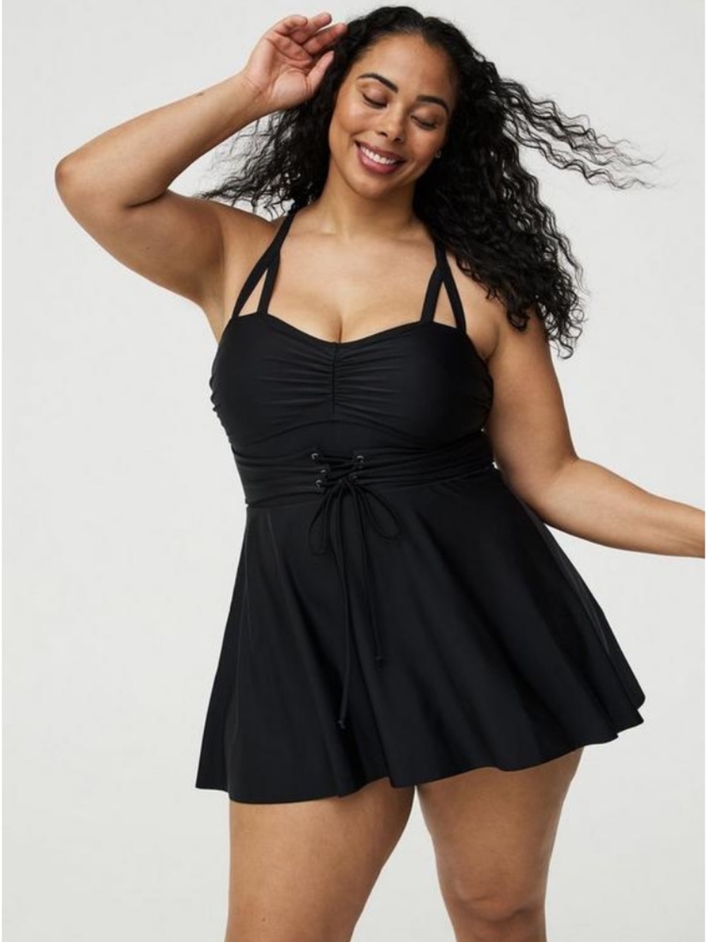 Torrid Wireless Corset Swim Dress 0 Black NWT Original Packaging Discontinued - Picture 4 of 9